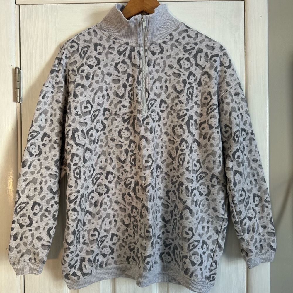 Leopard Oversized Zip Up